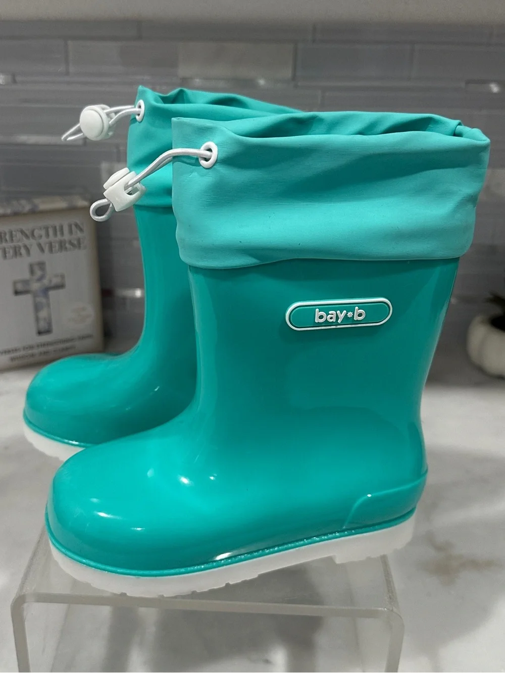 bay•b Bright Turquoise Children’s Rain Boots – Size 10